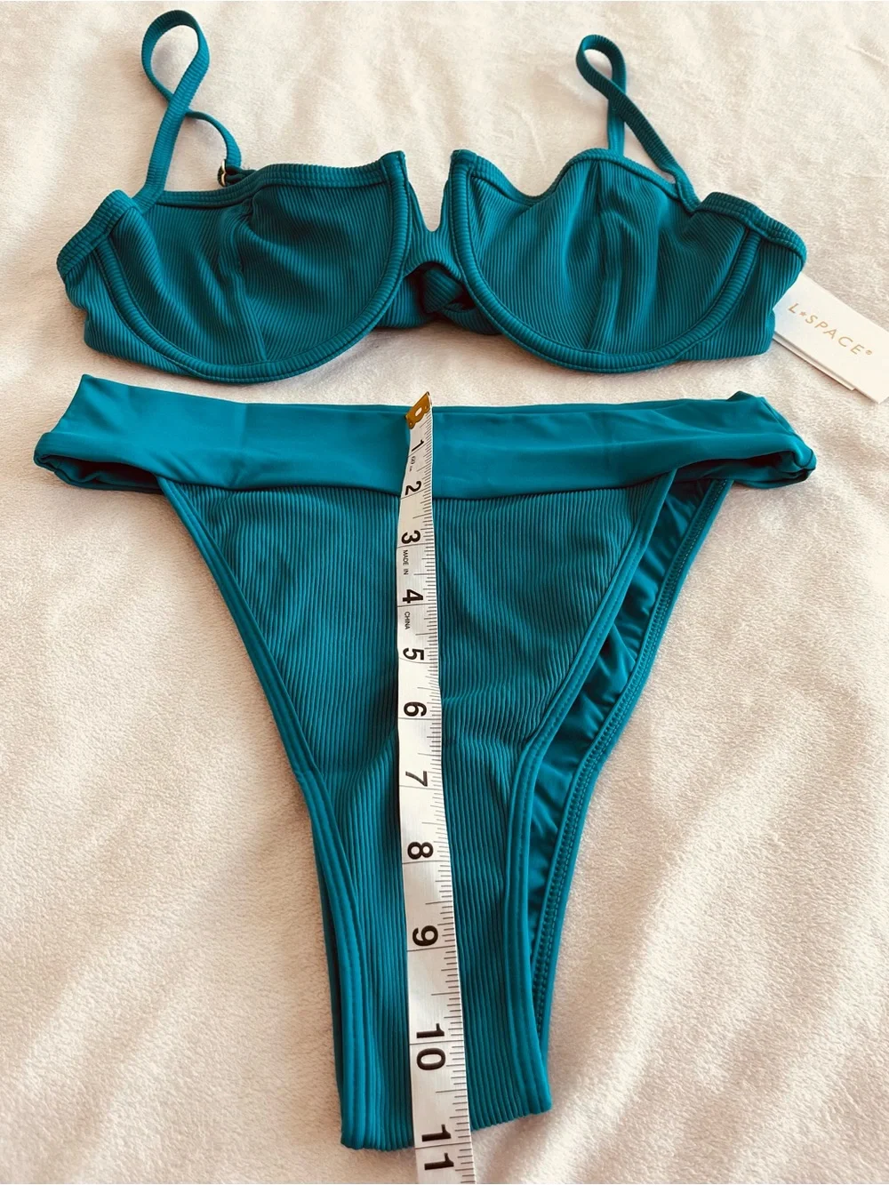 L*Space Bikini Set Hunter Top & Lola Bitsy Bottom Blue Small/Medium Resortwear